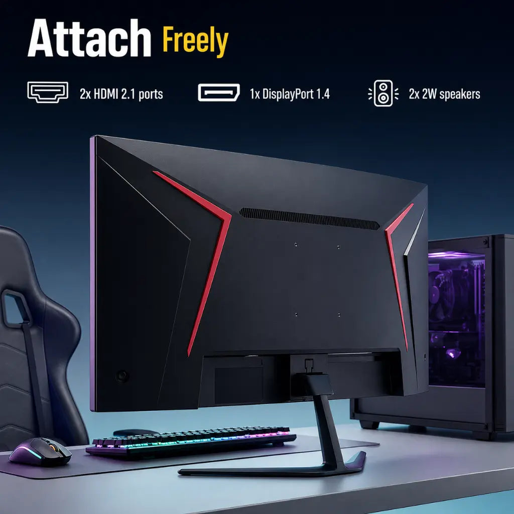 Acer Nitro ED340CUR X0 curved gaming monitor with HDMI 2.1 ports, DisplayPort 1.4 connectivity and integrated 2W speakers.