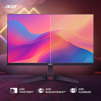 Acer Nitro VG270U X1 27 Inch WQHD IPS Gaming Monitor front display showing ComfyView BlueLightShield and Flickerless tech -tpstech.in