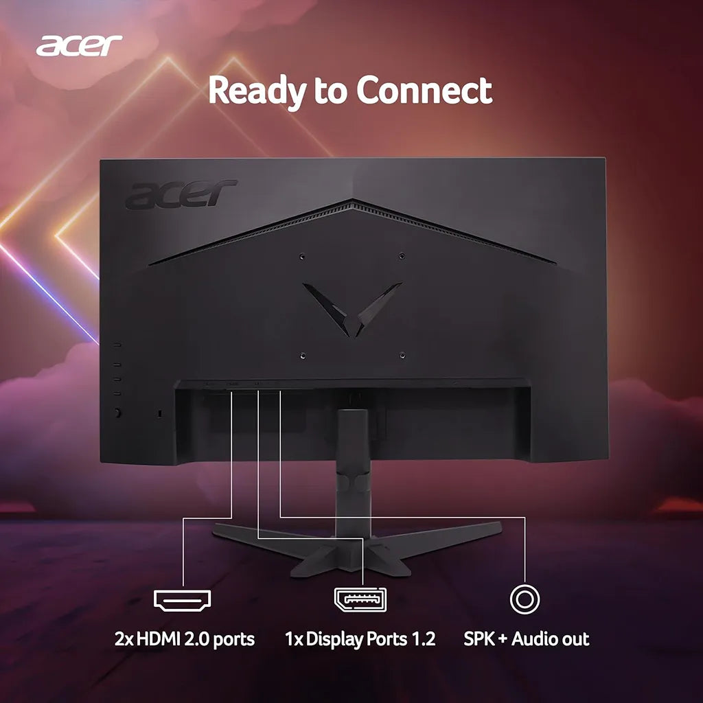 Acer Nitro VG270U X1 27 Inch WQHD IPS Gaming Monitor rear connectivity ports with HDMI DisplayPort and Audio Out -tpstech.in