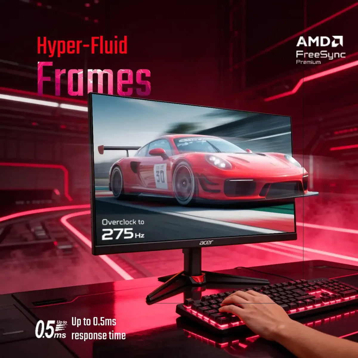 Acer Nitro VG270U Z2 27 Inch QHD 275Hz IPS Gaming Monitor ultra smooth gaming action with 275Hz overclock and 0.5ms response time -tpstech.in