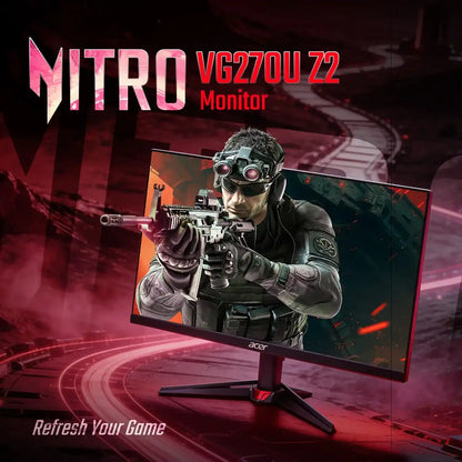 Acer Nitro VG270U Z2 27 Inch QHD 275Hz IPS Gaming Monitor angled view showing tactical combat FPS gameplay visual -tpstech.in