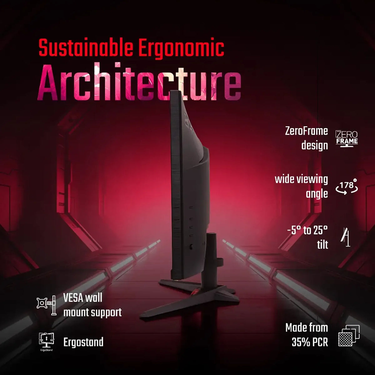 Acer Nitro VG270U Z2 27 Inch QHD 275Hz IPS Gaming Monitor back panel view highlighting dual HDMI 2.1 DisplayPort 1.4 and built-in stereo speakers -tpstech.in