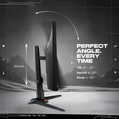 Acer Nitro XV272K V5 27 Inch 4K UHD 160Hz Gaming Monitor side profile showing 150mm height adjustment tilt swivel and pivot -tpstech.in