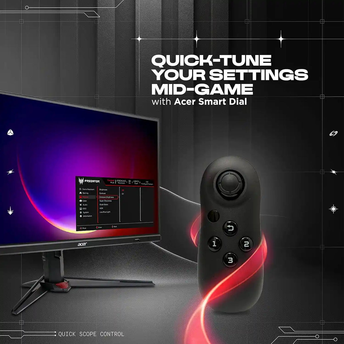 Acer Nitro XV272K V5 27 Inch 4K UHD 160Hz Gaming Monitor Acer Smart Dial wireless controller for fast OSD game tuning -tpstech.in