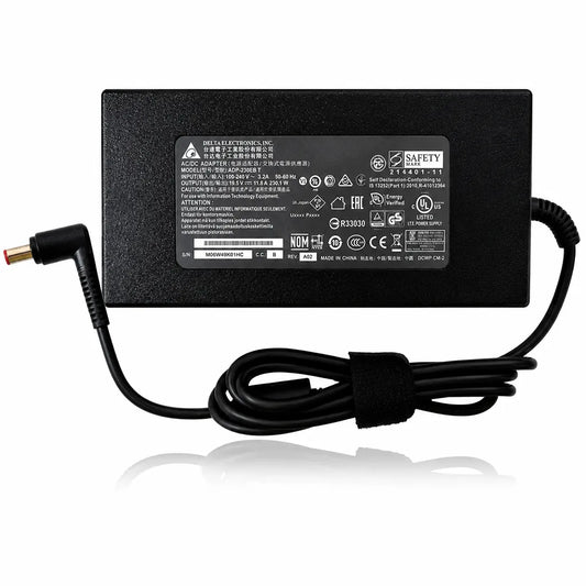 Front view of ACER OEM 230W 19.5V 11.8A laptop charger adapter featuring a 5.5mm × 1.1mm DC pin, power brick, and coiled cable.