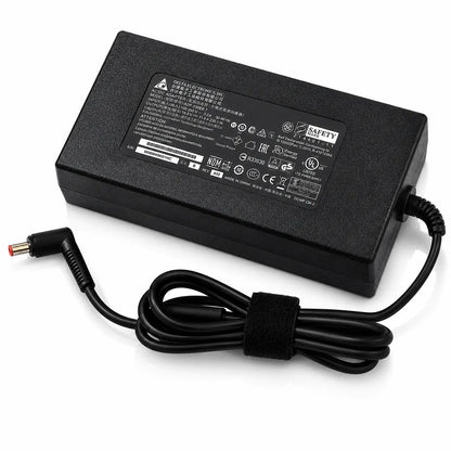 Top right view of ACER OEM 230W 19.5V 11.8A laptop charger adapter with 5.5mm × 1.1mm charging pin and attached power cable on a white background.