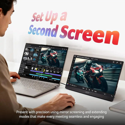 Acer PM161Q B1 portable monitor used as a second screen with a laptop for extended display productivity -tpstech.in