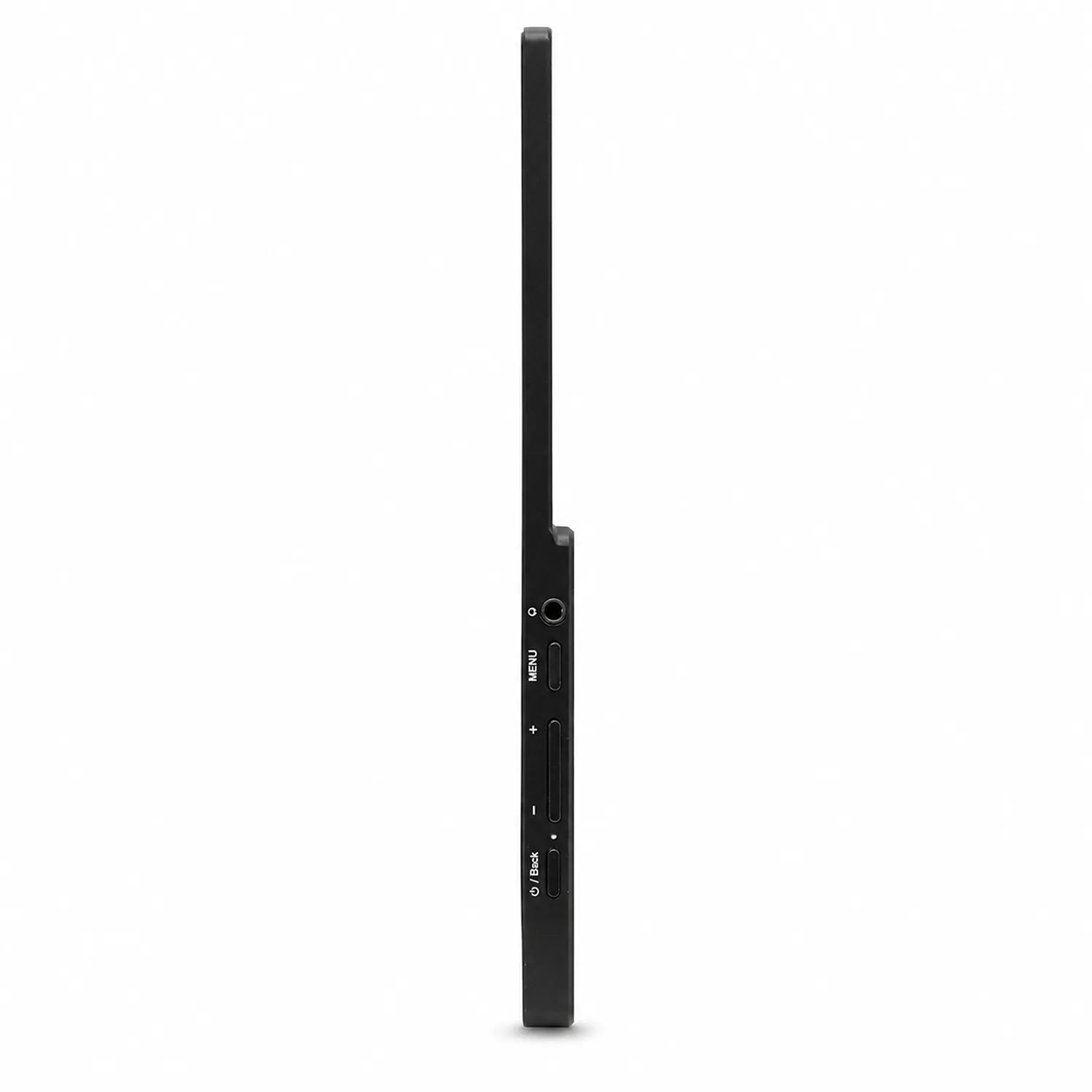 Acer PM161Q B1 portable monitor side profile showing menu volume and back control buttons -tpstech.in