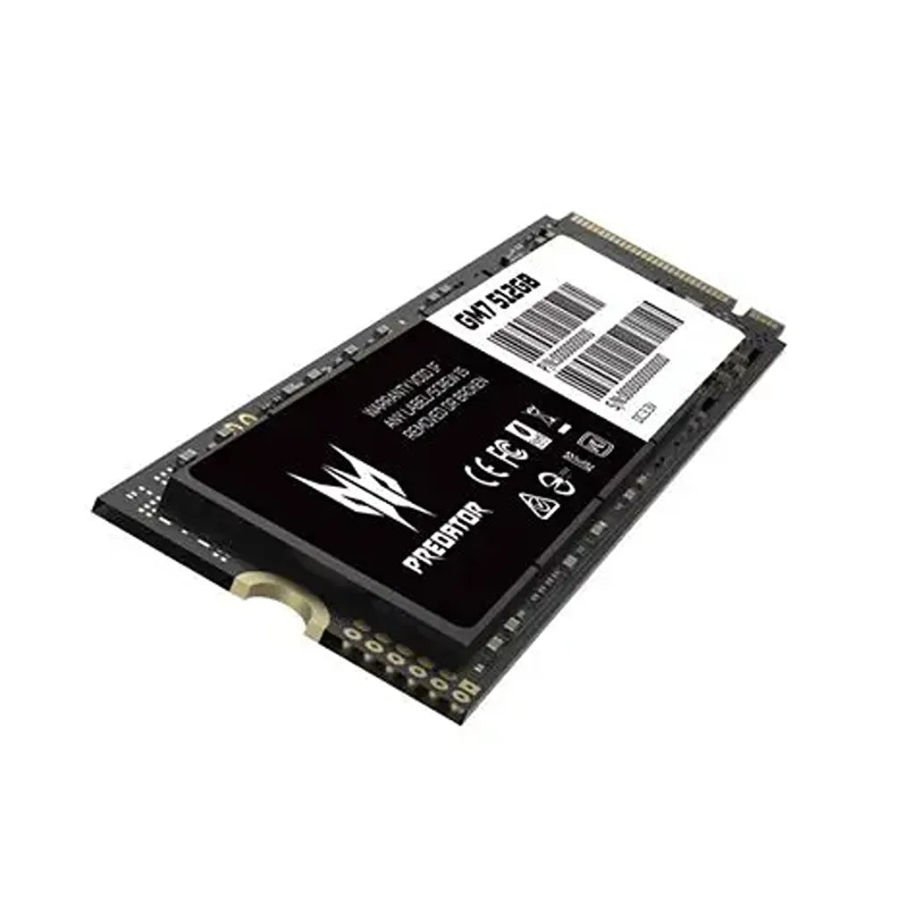 Acer Predator GM7 512GB PCIe 4.0 NVMe M.2 2280 Internal SSD close-up view showing compact M.2 design and high-speed storage components -tpstech.in