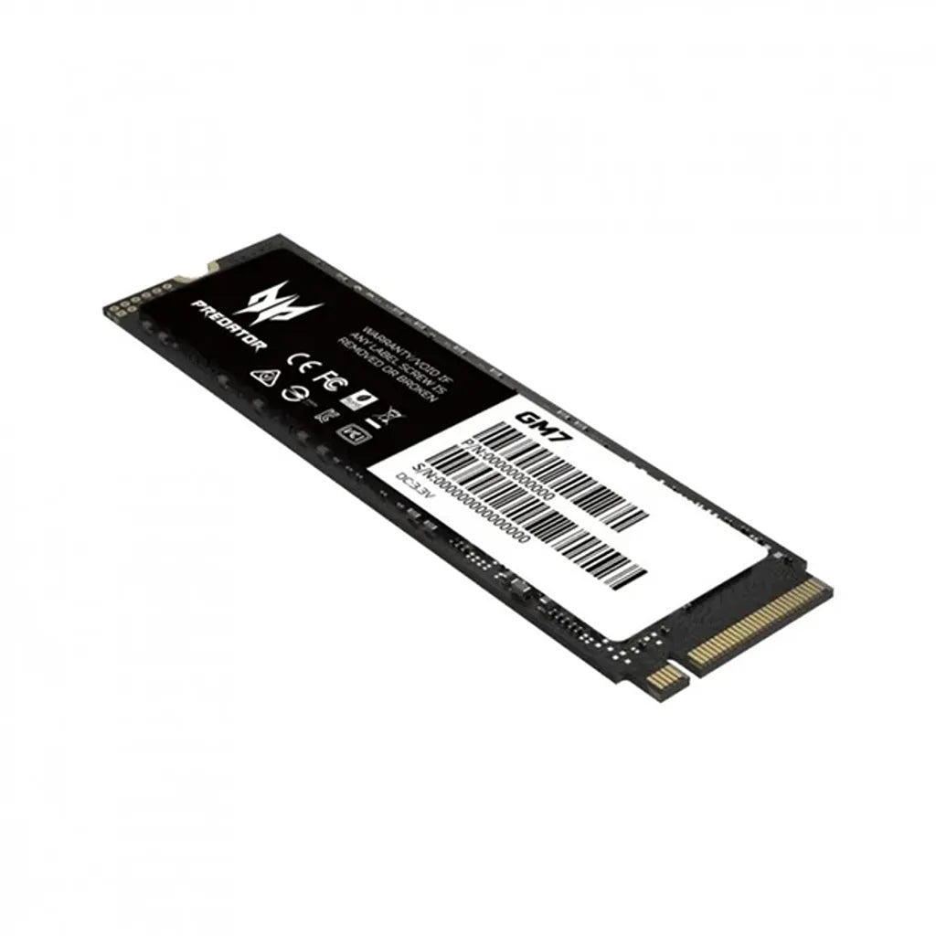Acer Predator GM7 512GB PCIe 4.0 NVMe M.2 2280 Internal SSD front angled view showing high-performance PCIe Gen4 storage drive -tpstech.in