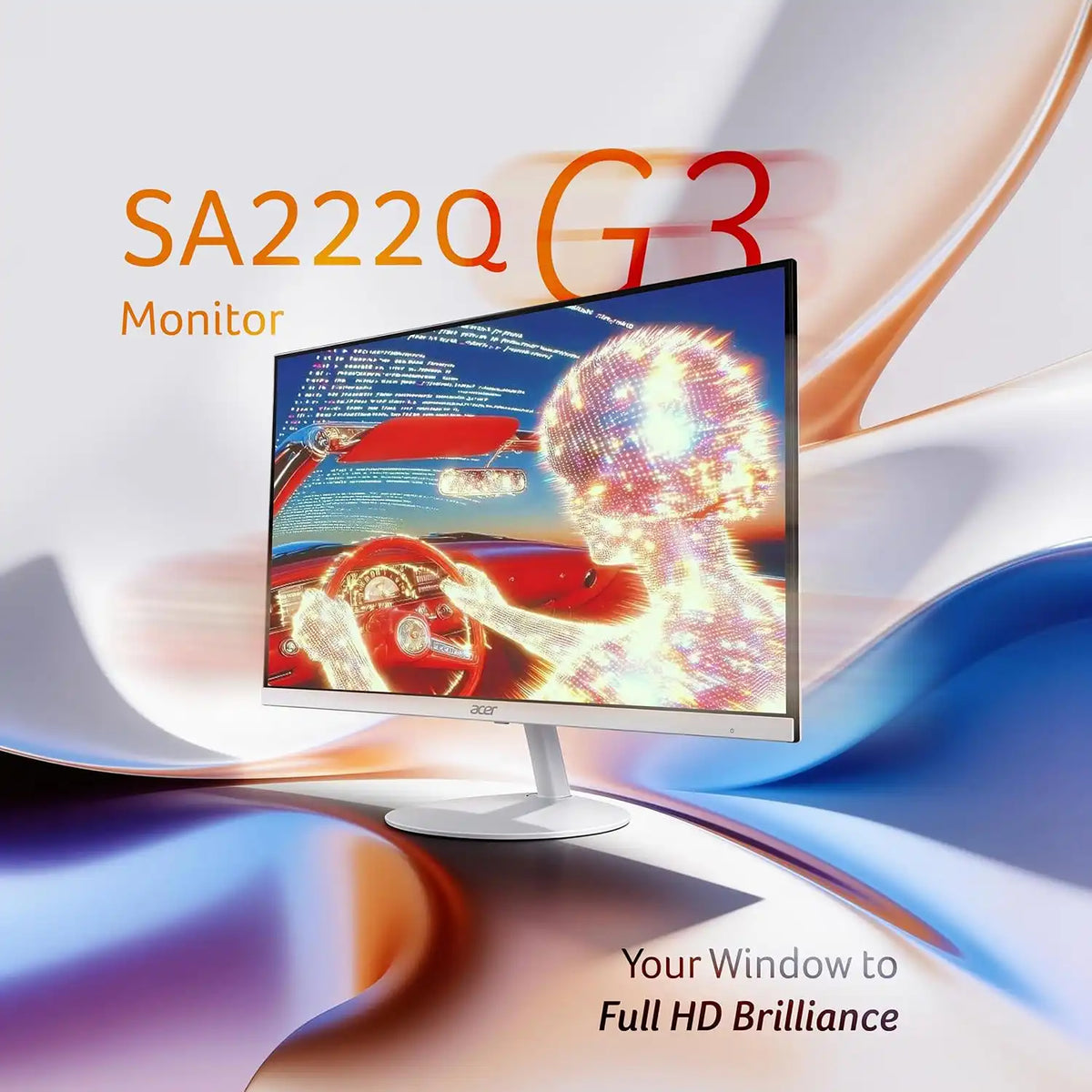 Acer SA222Q G3 21.5-Inch FHD IPS Monitor front perspective view highlighting Full HD brilliance display -tpstech.in