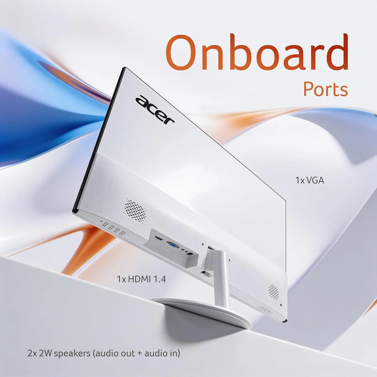Acer SA222Q G3 21.5-Inch FHD IPS Monitor rear view showing HDMI 1.4 VGA port and 2x2W built-in speakers -tpstech.in