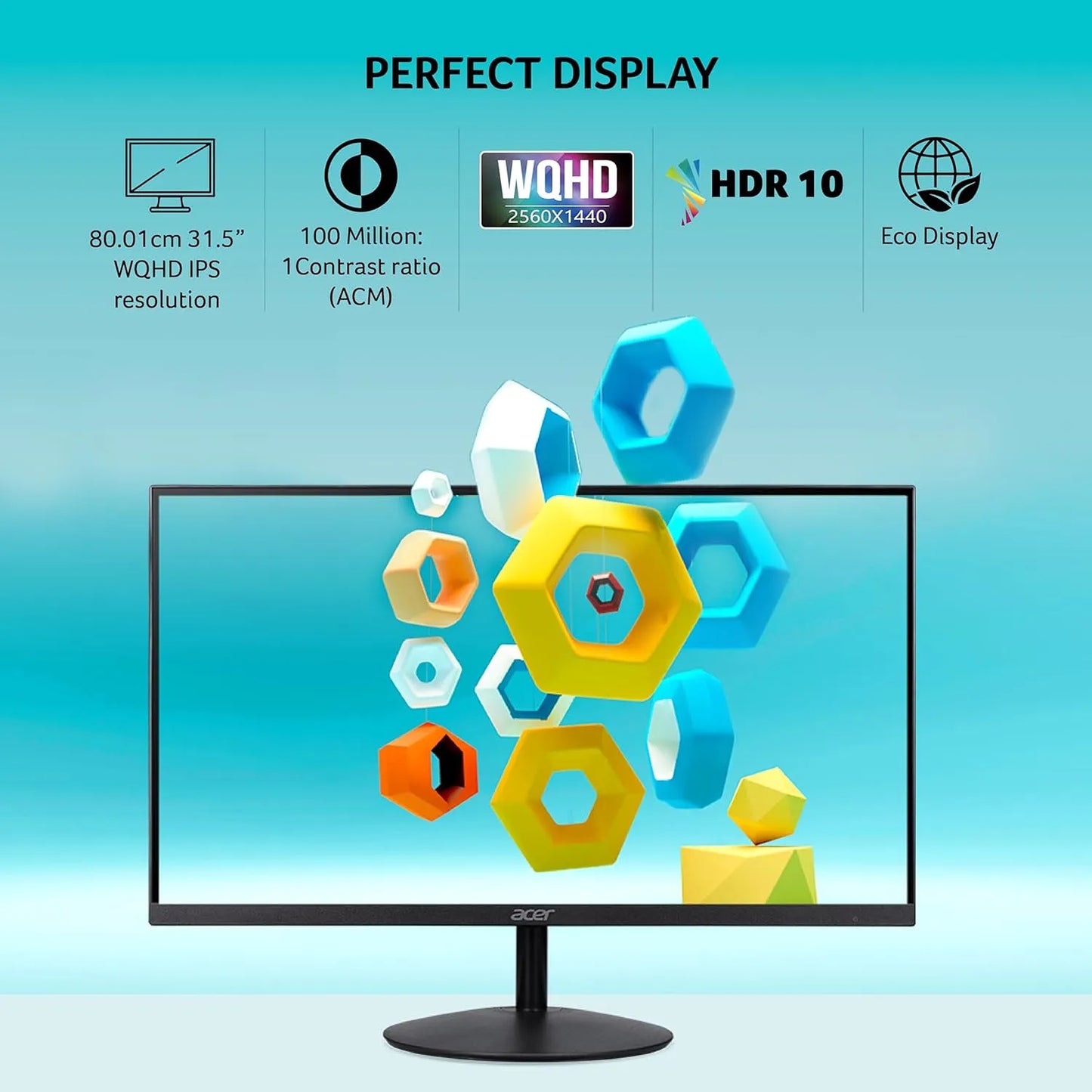 Acer SA322QU E 31.5 Inch WQHD IPS Monitor with 2560x1440 resolution HDR 10 and Eco Display features -tpstech.in