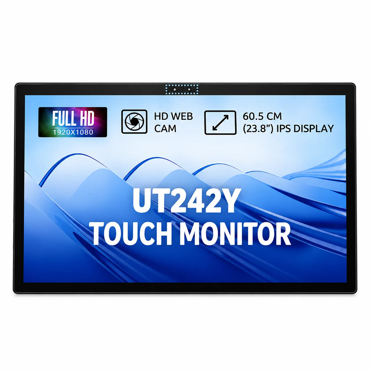 Acer UT242Y 23.8 Inch Full HD Touch Screen Monitor front view with top mounted HD webcam and 1080p IPS display -tpstech.in