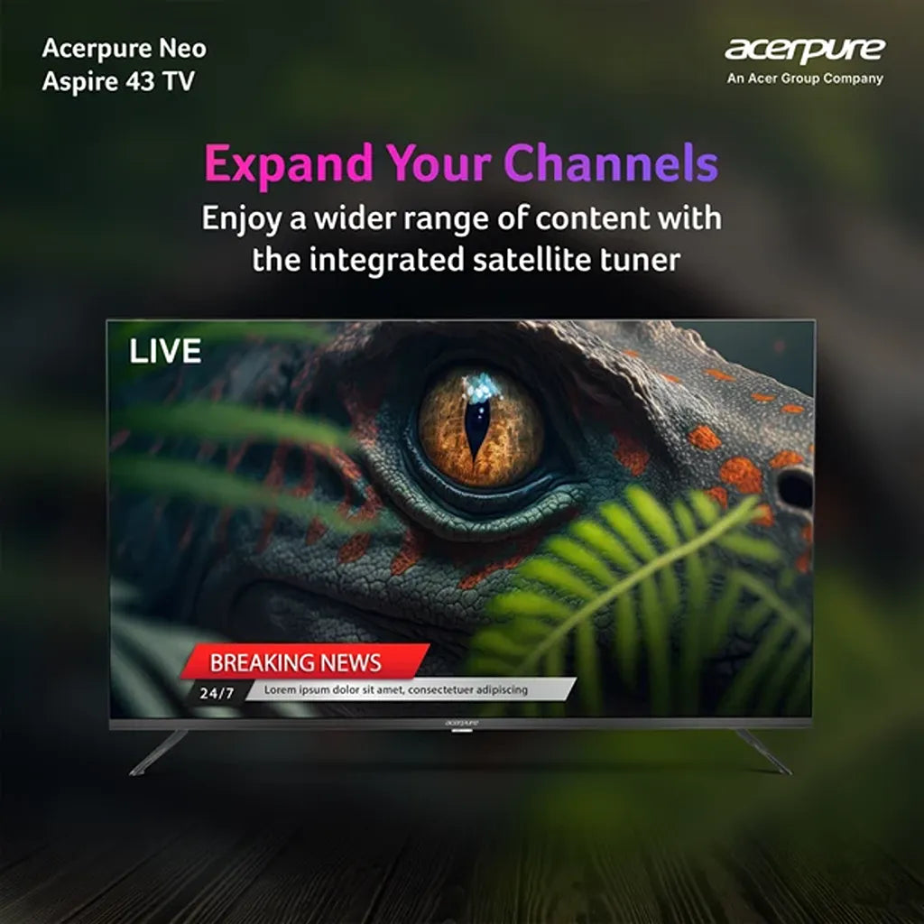 Acerpure AP43FG41BASN5 43 Inch Full HD Smart TV with integrated satellite tuner for expanded channel access -tpstech.in
