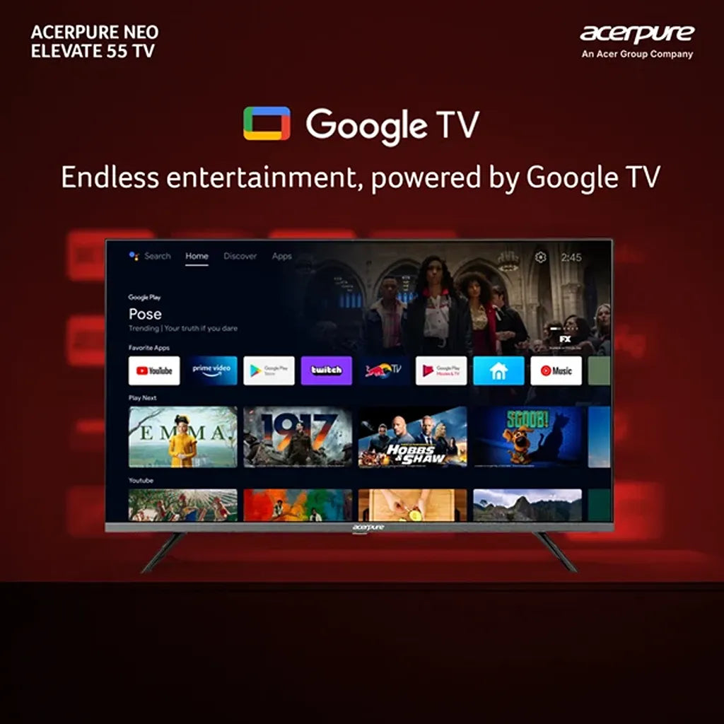 Acerpure AP55UG75PELN5 55 inch Google TV Smart TV interface for streaming and entertainment -tpstech.in