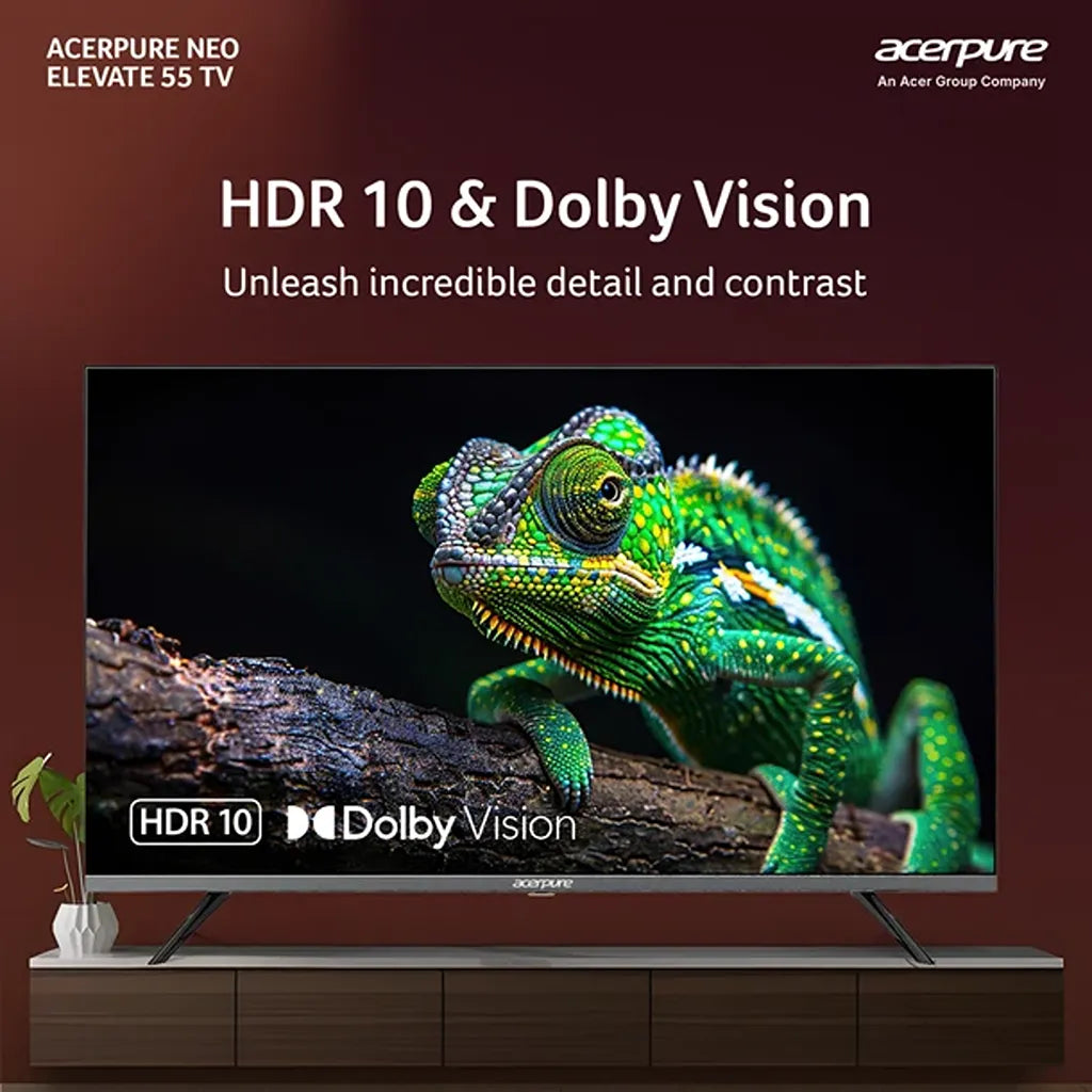 Acerpure AP55UG75PELN5 55 inch TV featuring HDR10 and Dolby Vision for detailed picture quality and contrast -tpstech.in