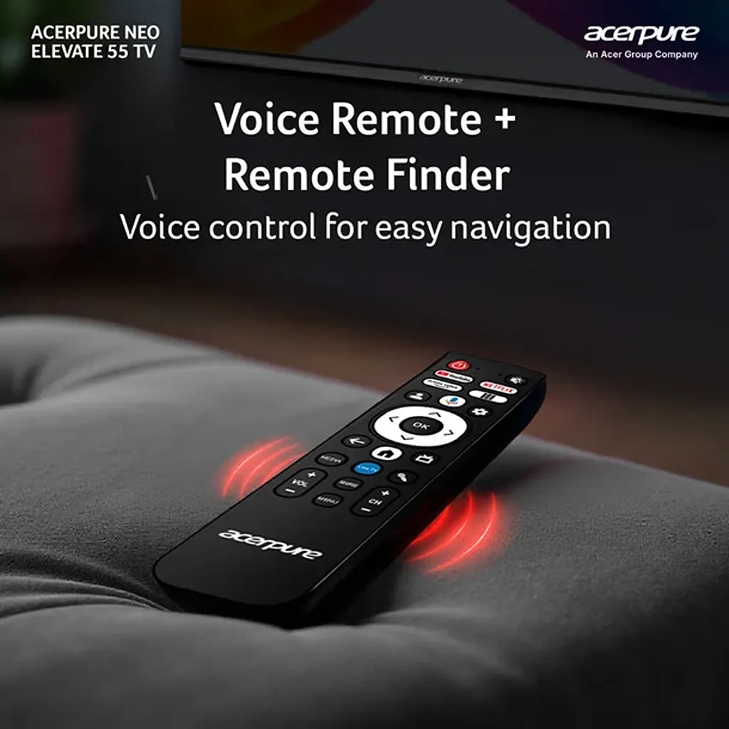 Acerpure AP55UG75PELN5 Smart TV voice remote with remote finder feature for easy navigation -tpstech.in