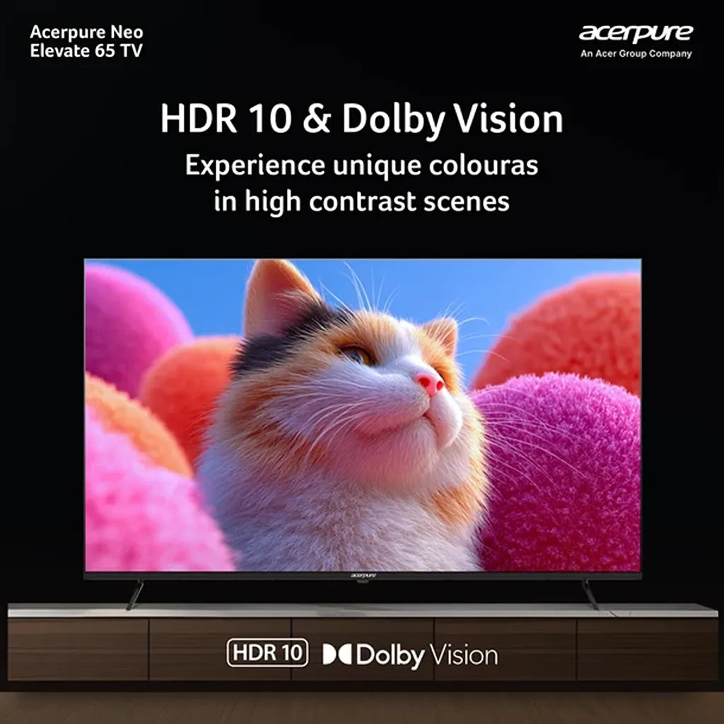 Acerpure AP65UG75PELN5 65 inch 4K TV with HDR10 and Dolby Vision for high contrast colours -tpstech.in