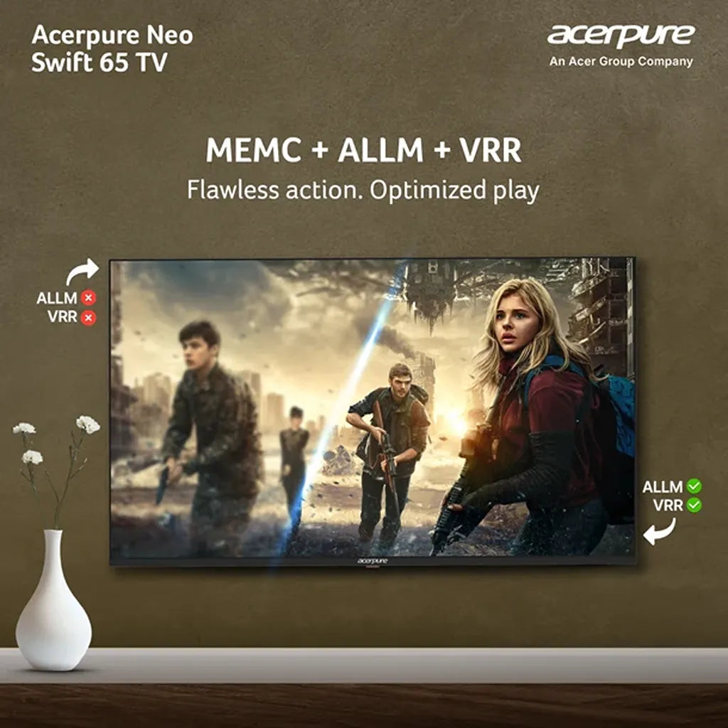 Acerpure AP65UG75PSFN5 65 inch Smart TV featuring MEMC, ALLM and VRR for gaming -tpstech.in