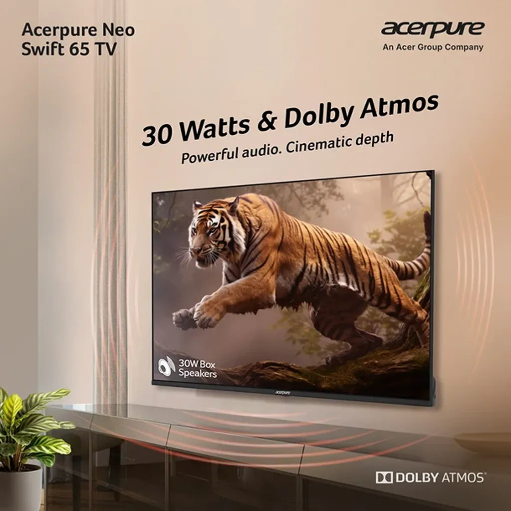 Acerpure AP65UG75PSFN5 65 inch Smart TV with 30W speakers and Dolby Atmos audio -tpstech.in