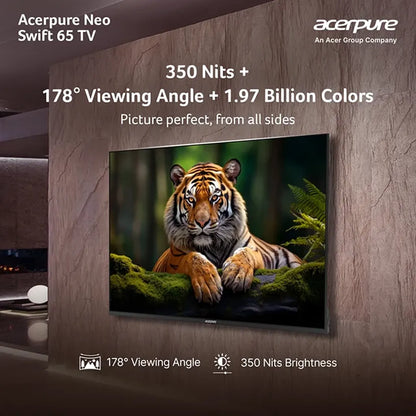 Acerpure AP65UG75PSFN5 65 inch Smart TV with 350 nits brightness, 178 degree viewing angle and 1.97 billion colors -tpstech.in