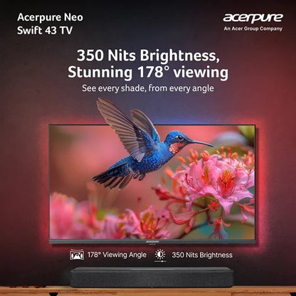 Acerpure Swift Neo 43 Inch 4K UHD TV with 350 nits brightness and 178 degree viewing angle -tpstech.in