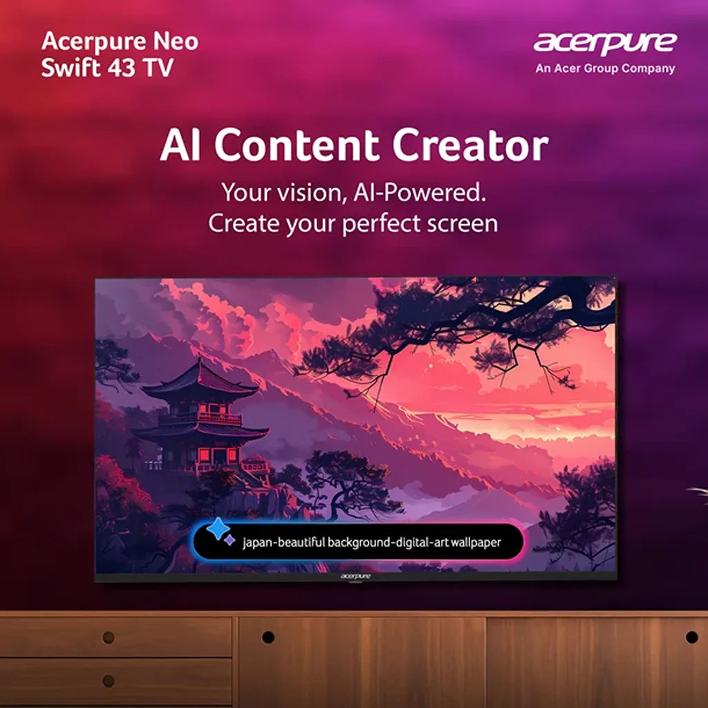 Acerpure Swift Neo 43 Inch Google TV featuring AI Content Creator for personalized visuals -tpstech.in