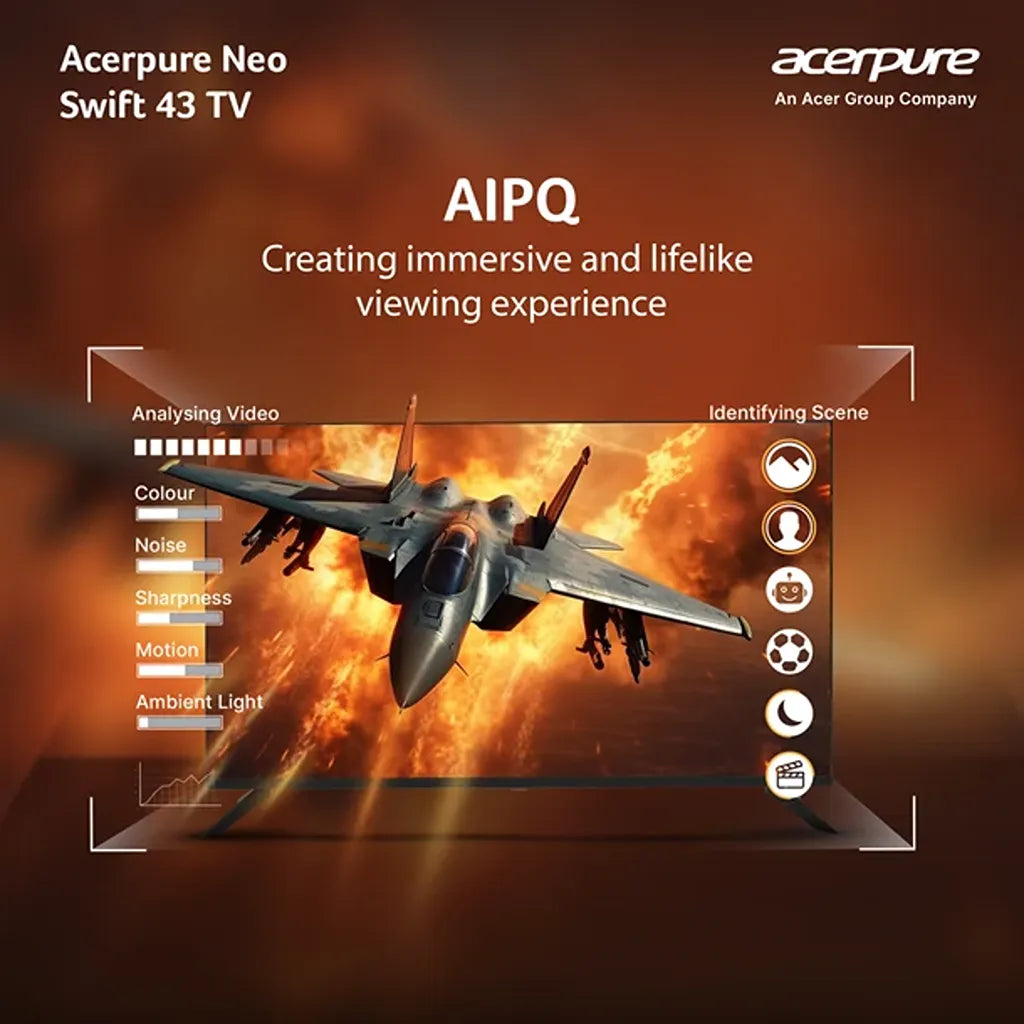 Acerpure Swift Neo 43 Inch 4K Smart TV with AI Picture Quality technology for enhanced visuals -tpstech.in