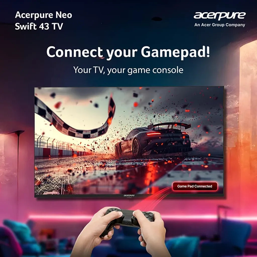 Acerpure Swift Neo 43 Inch Google TV with gamepad support for console gaming -tpstech.in