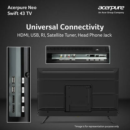 Acerpure Swift Neo 43 Inch Google Smart TV with HDMI, USB, Ethernet and satellite tuner connectivity -tpstech.in