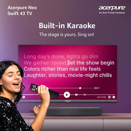 Acerpure Swift Neo 43 Inch Google Smart TV with built-in karaoke feature for home entertainment -tpstech.in