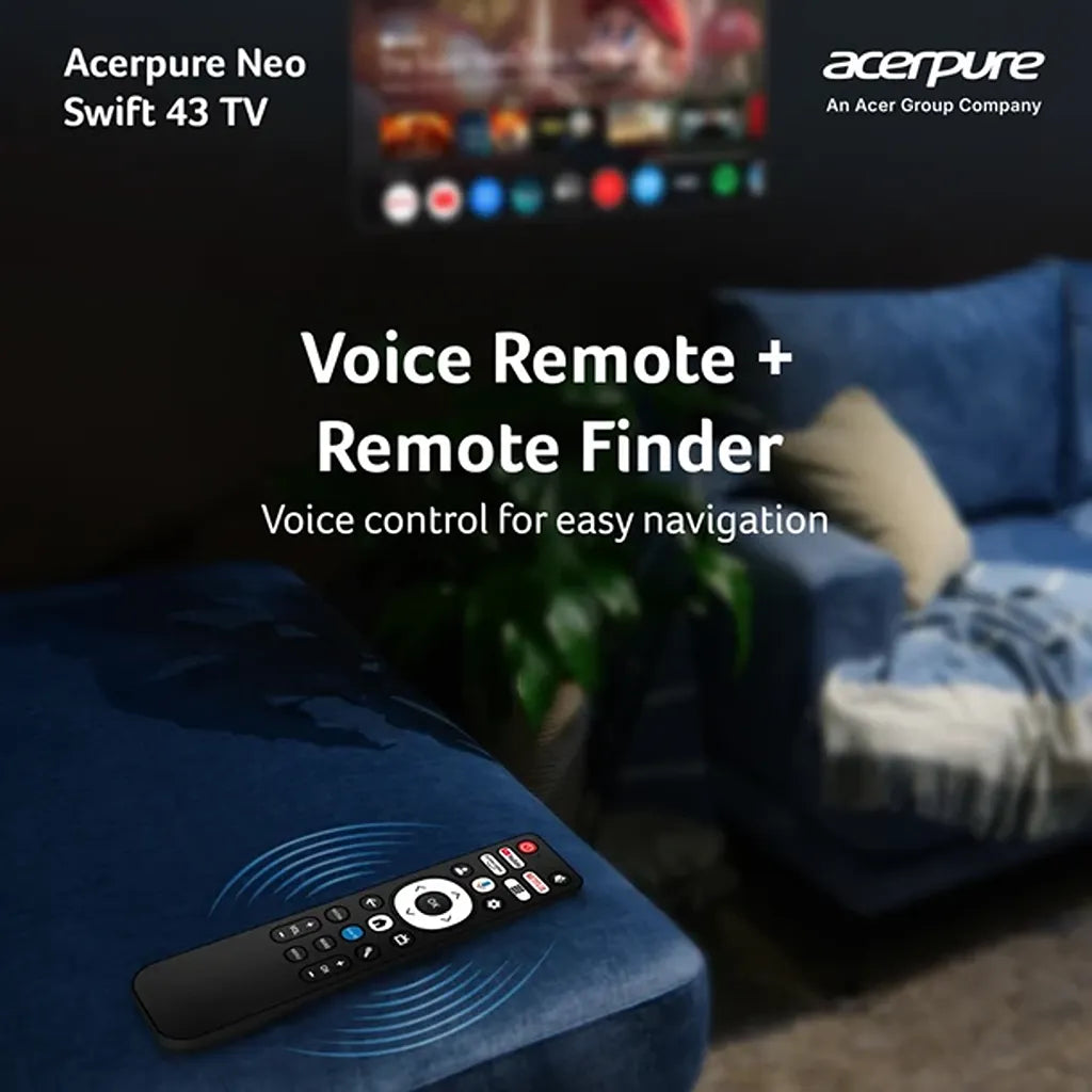 Acerpure Swift Neo 43 Inch Smart TV with voice remote and remote finder feature -tpstech.in