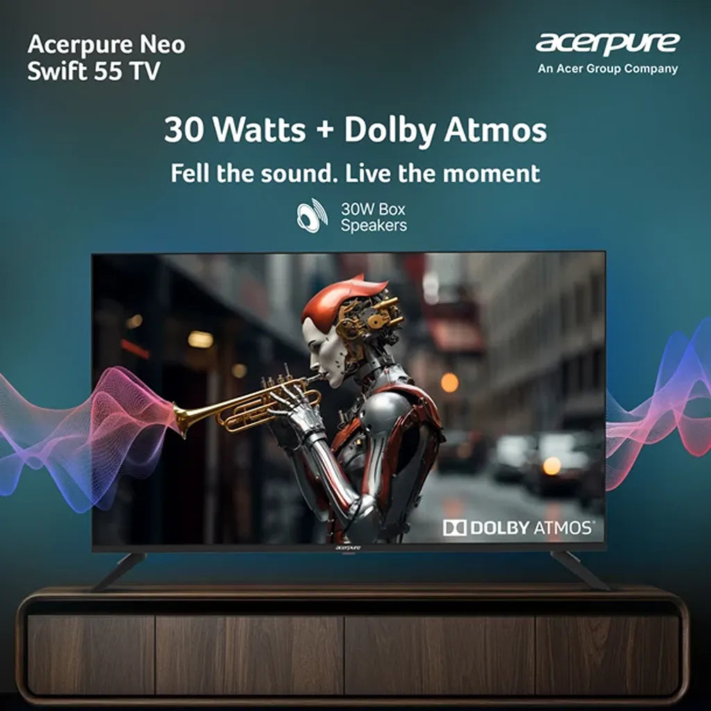 Acerpure Swift Neo 55 Inch 4K Smart TV with 30W box speakers and Dolby Atmos audio -tpstech.in