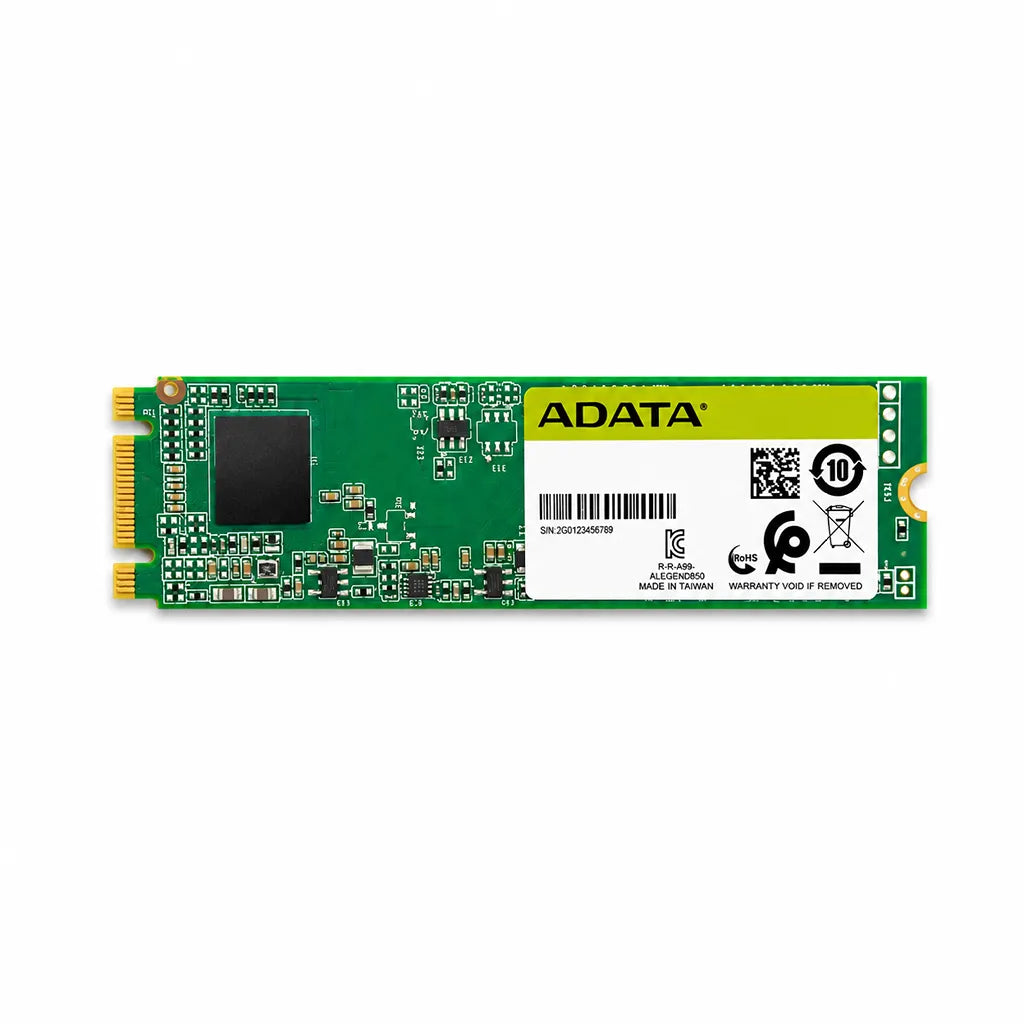 Front view of Adata Ultimate SU660 512GB Internal 3D NAND M.2 SATA SSD showing the complete PCB, NAND chip, and product label on a white background.