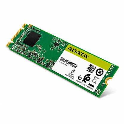 Top right angle view of Adata Ultimate SU660 512GB Internal 3D NAND M.2 SATA SSD displaying the compact M.2 form factor and detailed electronic components.