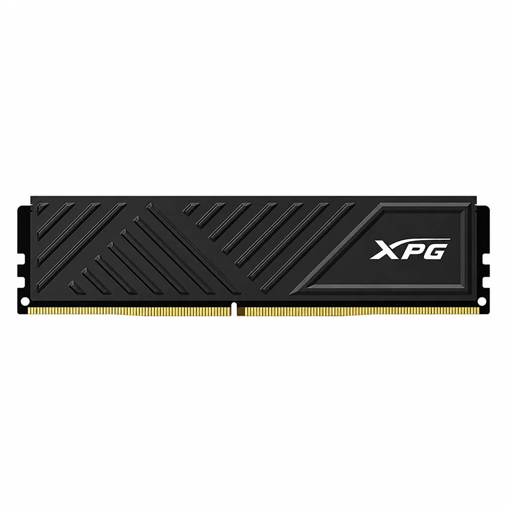 ADATA XPG GAMMIX D35 DDR4 16GB (1x16GB) 3200MHz desktop RAM front view with black aluminum heat spreader on white background.