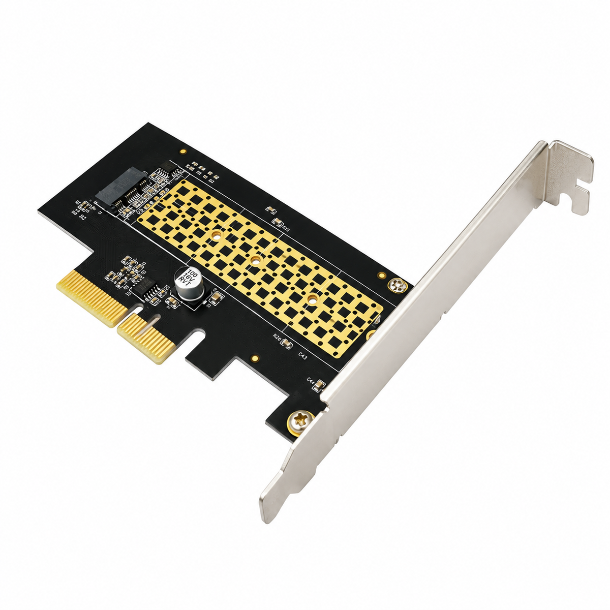 Aditron AI-DA201N 1P PCIe M.2 NVMe SSD Adapter Bracket Side Perspective View -tpstech.in