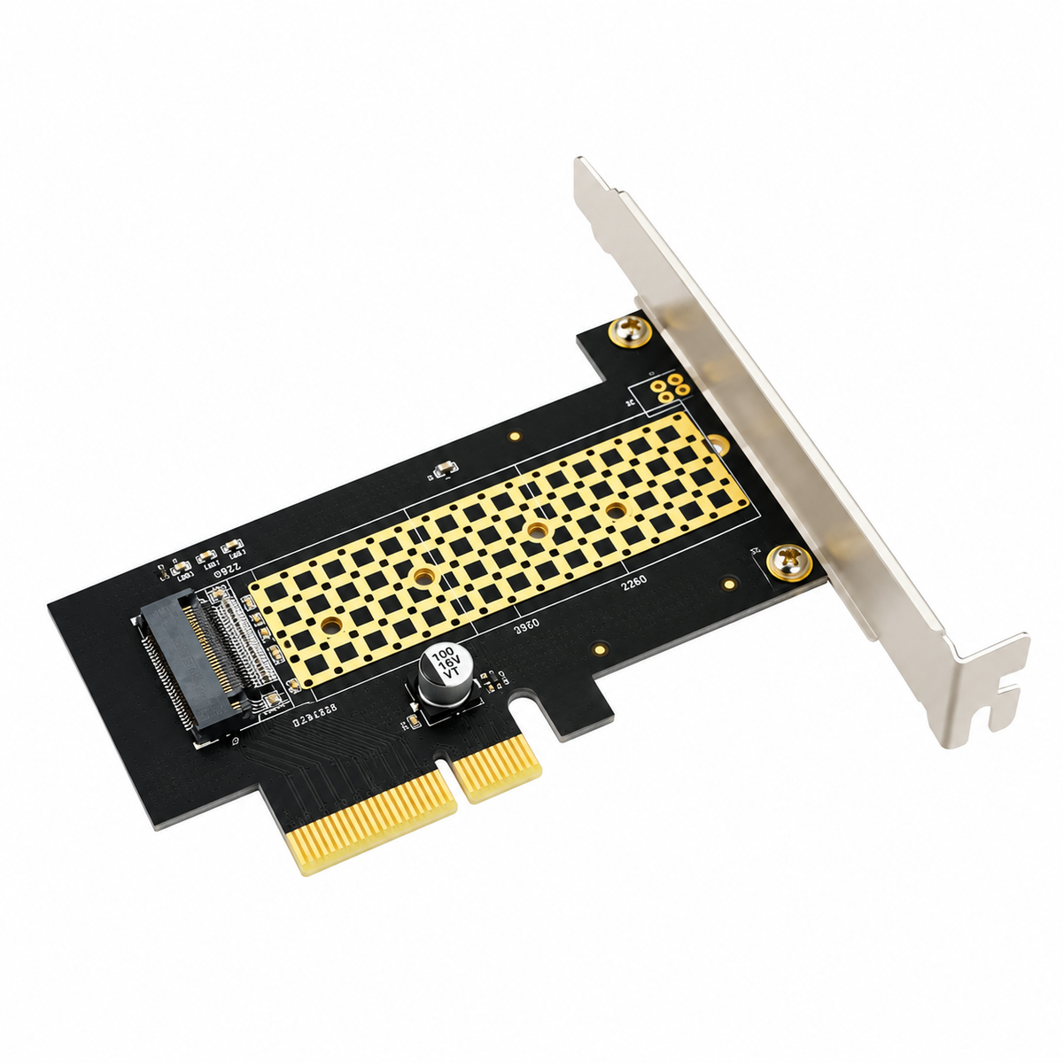 Aditron AI-DA201N 1P PCIe M.2 NVMe SSD Adapter Left Isometric View -tpstech.in