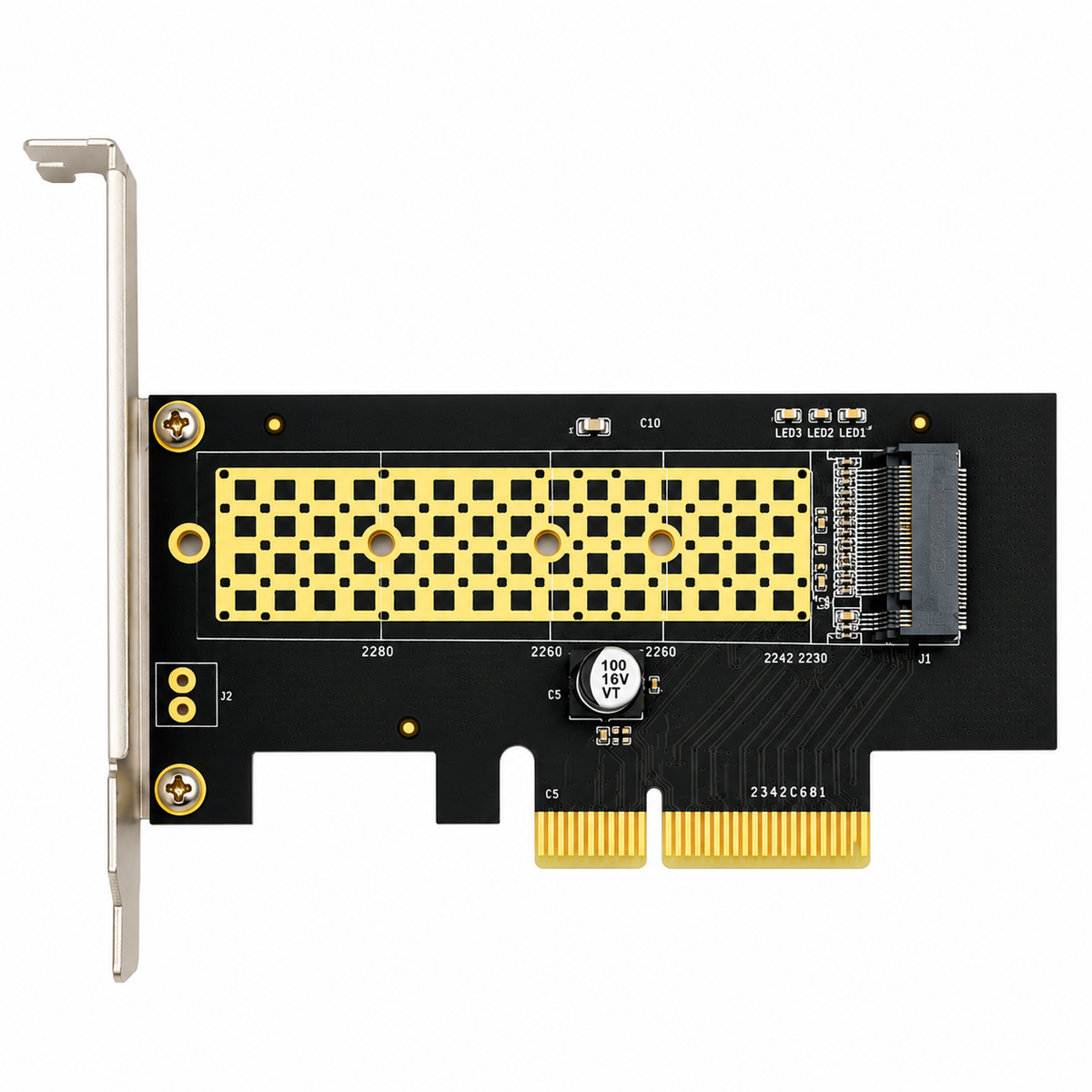 Aditron AI-DA201N 1P PCIe M.2 NVMe SSD Adapter PCB Layout Top View -tpstech.in