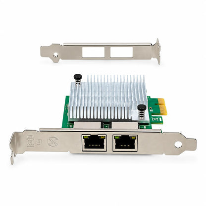 Aditron AI-LR102 T2 Dual Port Gigabit PCIe LAN Card Dual RJ45 Ethernet Ports Front View -tpstech.in