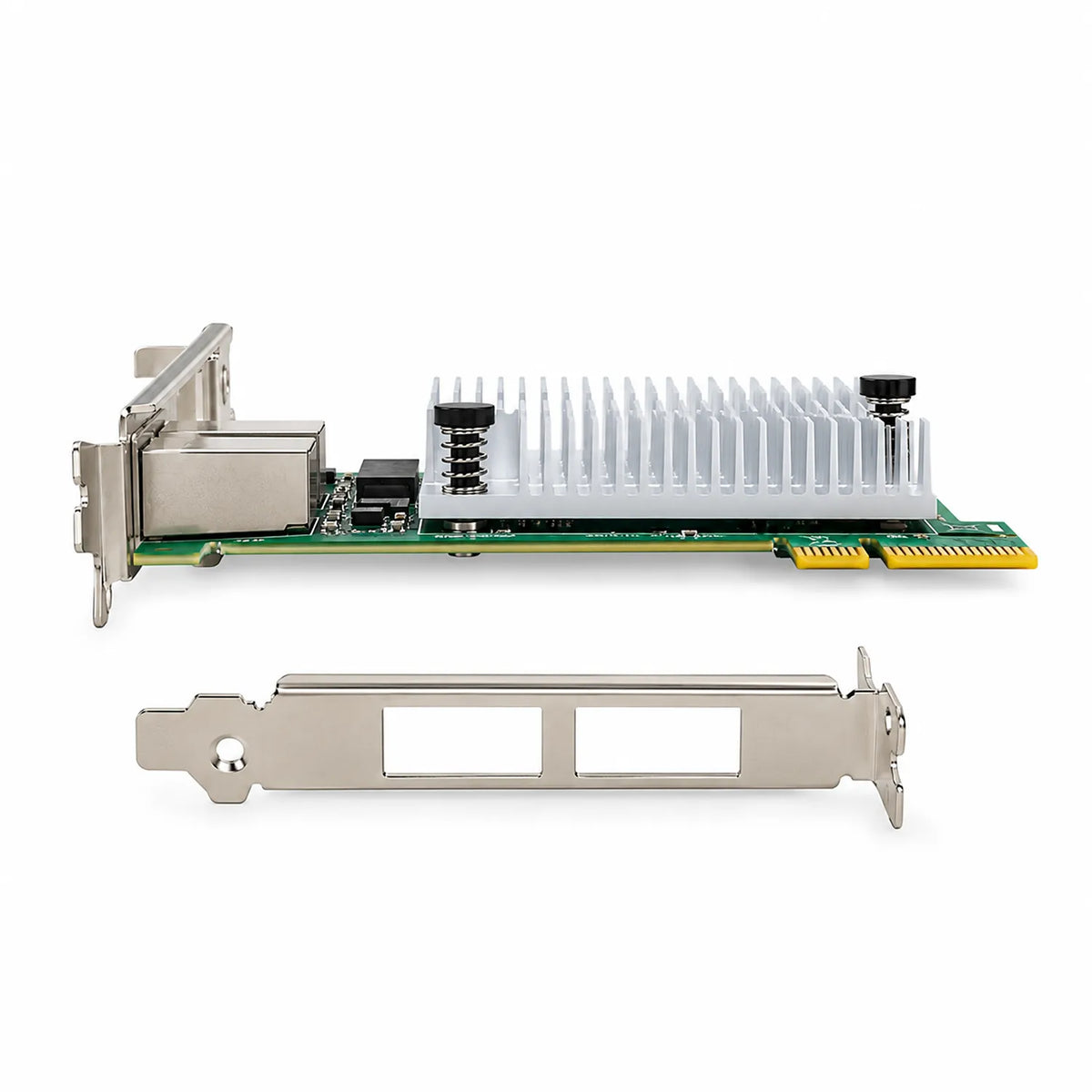 Aditron AI-LR102 T2 Dual Port Gigabit PCIe LAN Card Side Profile View with Aluminum Heatsink -tpstech.in