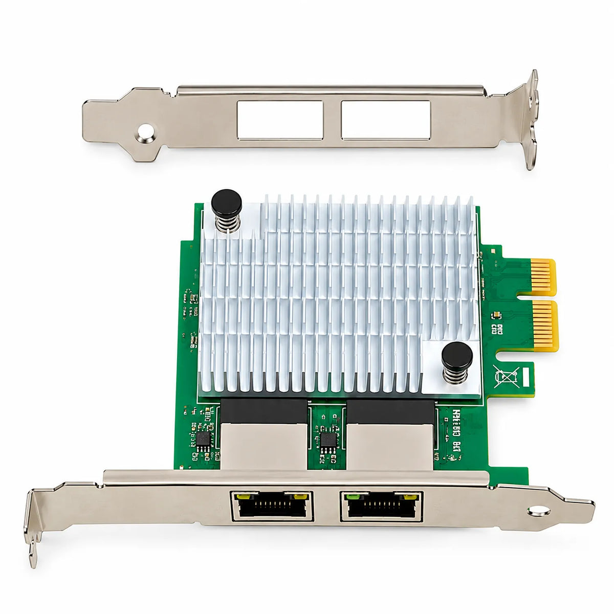 Aditron AI-LR102 T2 Dual Port Gigabit PCIe LAN Card Top Down View with Extra Bracket -tpstech.in