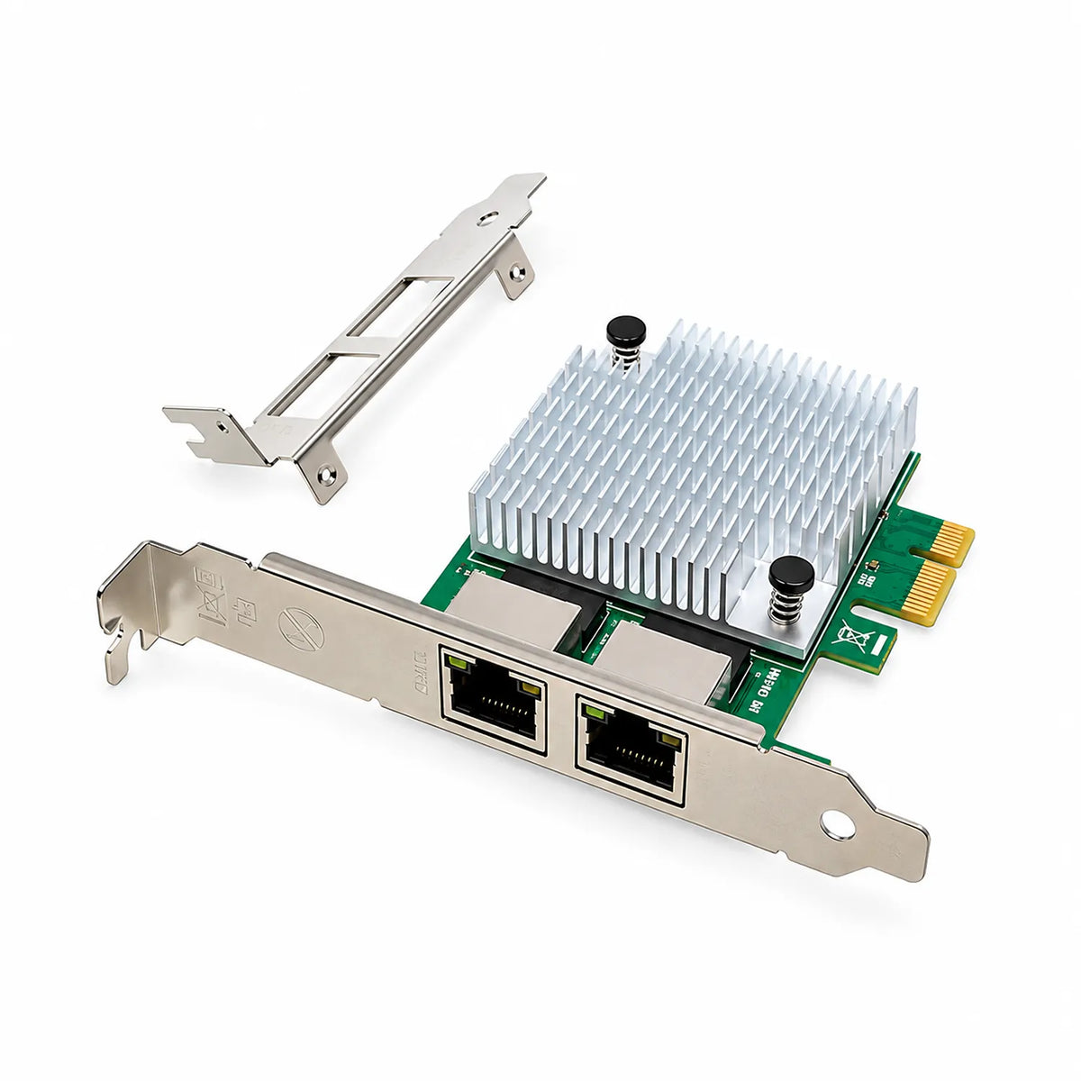 Aditron AI-LR102 T2 Dual Port Gigabit PCIe LAN Card with Low Profile Bracket Isometric View -tpstech.in