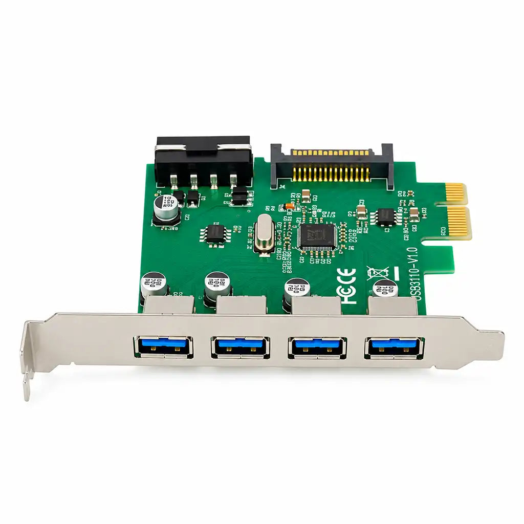 Aditron AI-U401 4P PCIe USB 3.0 Card 5Gbps 4 USB Ports Front Bracket View -tpstech.in