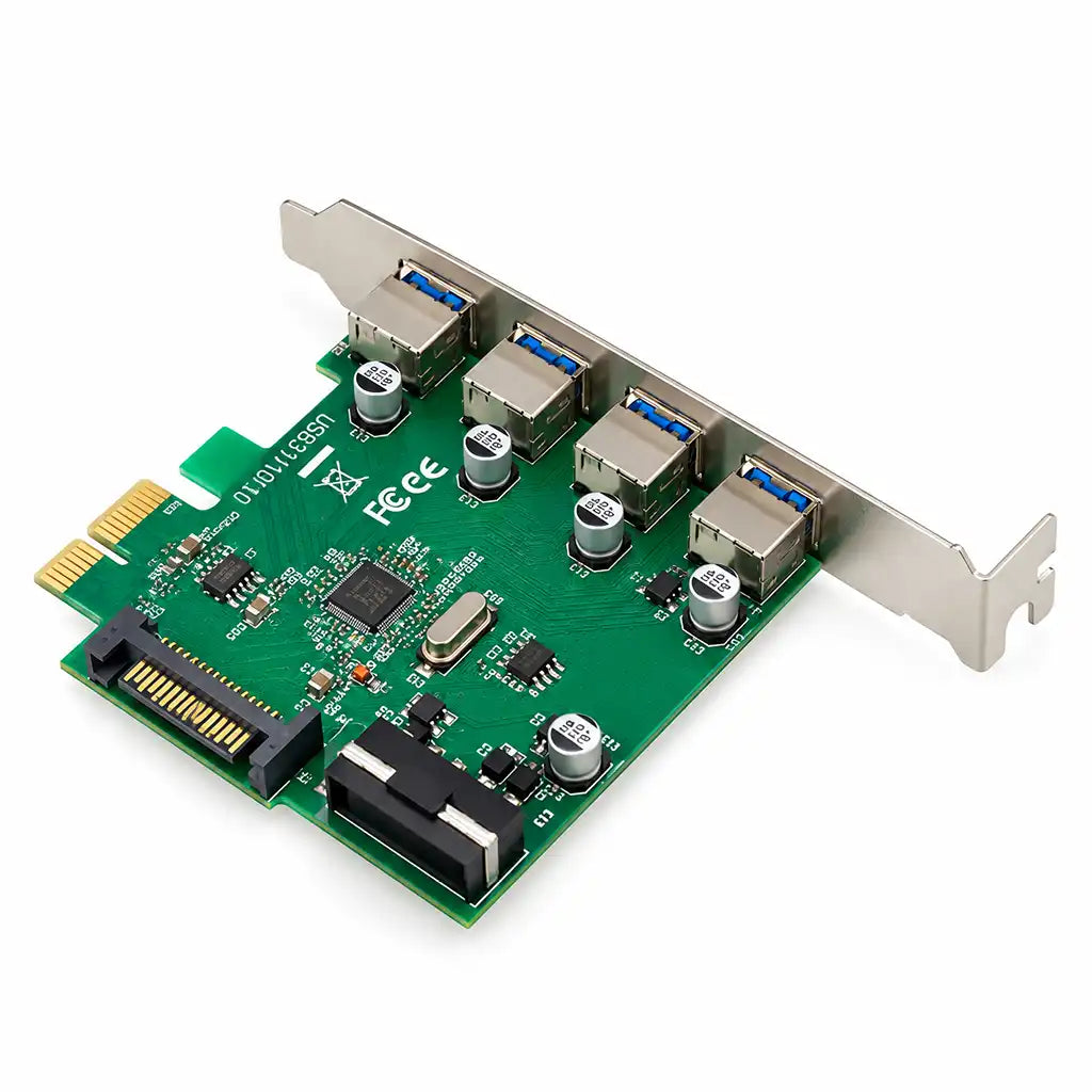 Aditron AI-U401 4P PCIe USB 3.0 Card 5Gbps Isometric Rear View -tpstech.in