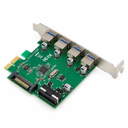 Aditron AI-U401 4P PCIe USB 3.0 Card 5Gbps Isometric Rear View -tpstech.in