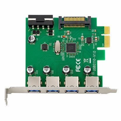 Aditron AI-U401 4P PCIe USB 3.0 Card 5Gbps PCB Top Down Layout -tpstech.in
