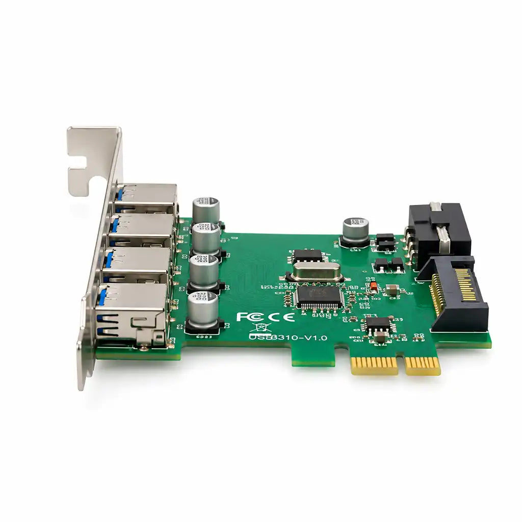 Aditron AI-U401 4P PCIe USB 3.0 Card 5Gbps Side Profile View -tpstech.in