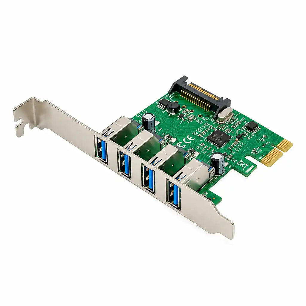 Aditron AI-U402 4P PCIe USB 3.0 Expansion Card Front Isometric View -tpstech.in